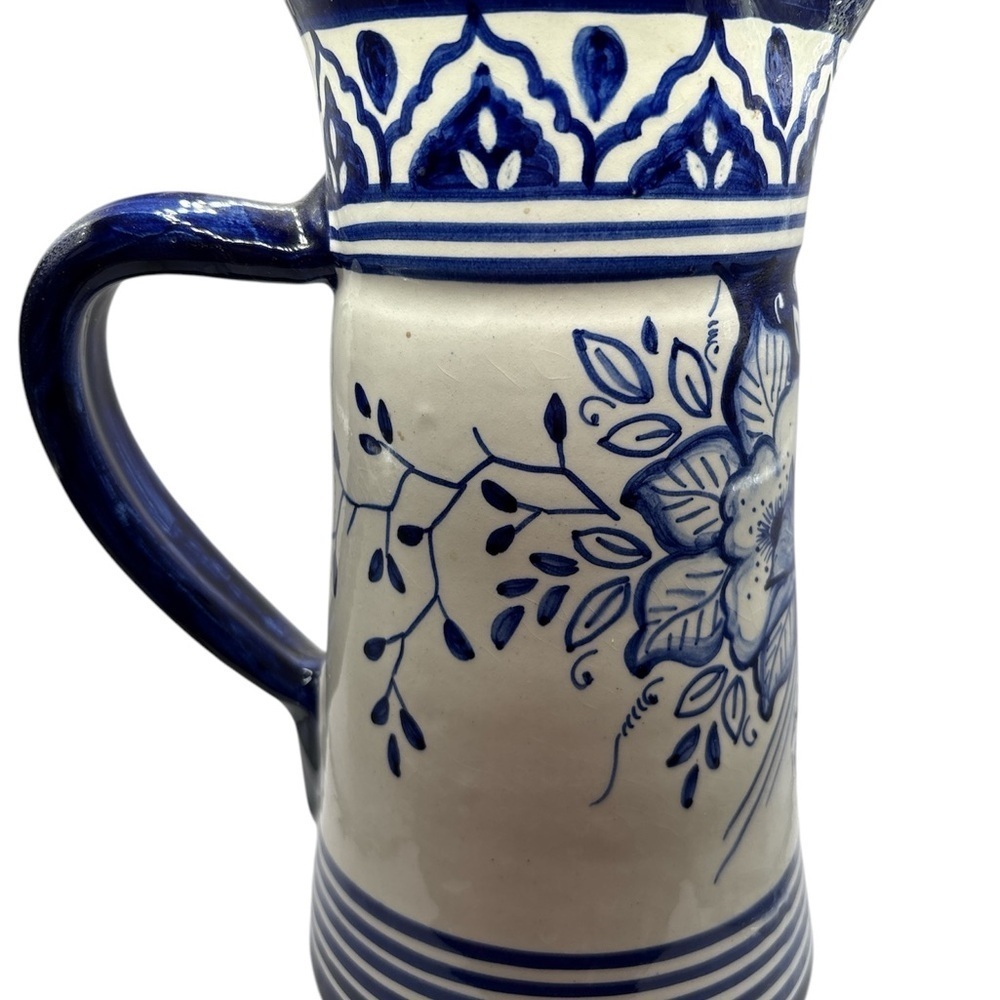 Blue & white Hand-Painted Sangria Portuguese Pottery Clay Terracotta Pitcher - Picture 9 of 11